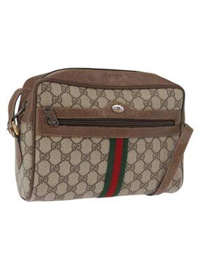 Authentic GUCCI GG Supreme Web Sherry Line Bag PVC Beige Red 68 02 005